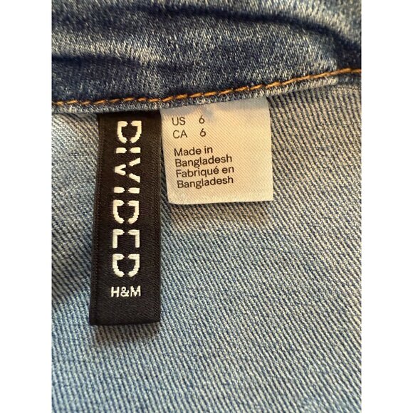 H&M Divided Stretch Denim Button-Front Overall Dress With Pockets US Size 6 - Picture 3 of 6